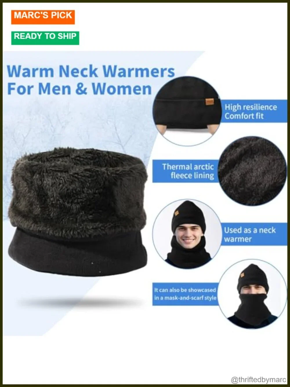 Winter Beanie Scarf Gloves Set with Thermal Wool Lining Touchscreen Gloves